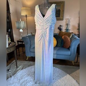 Designer Badgley Mischka Iridescent Blue Eveningu Gown. Fairy Princess Perfect!
